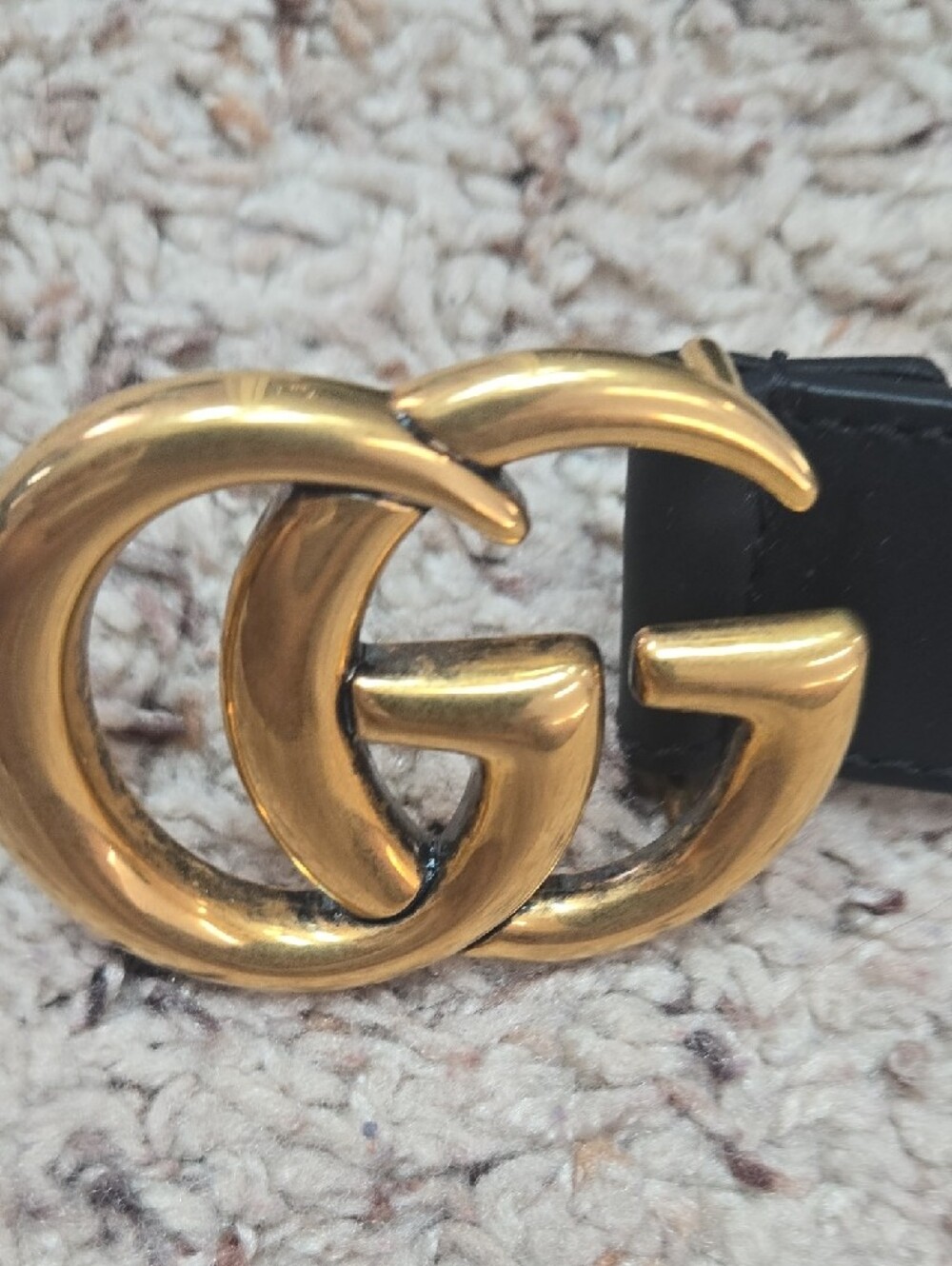 Gucci Gold Double G Logo Leather Belt Buckle - Picture 8 of 13